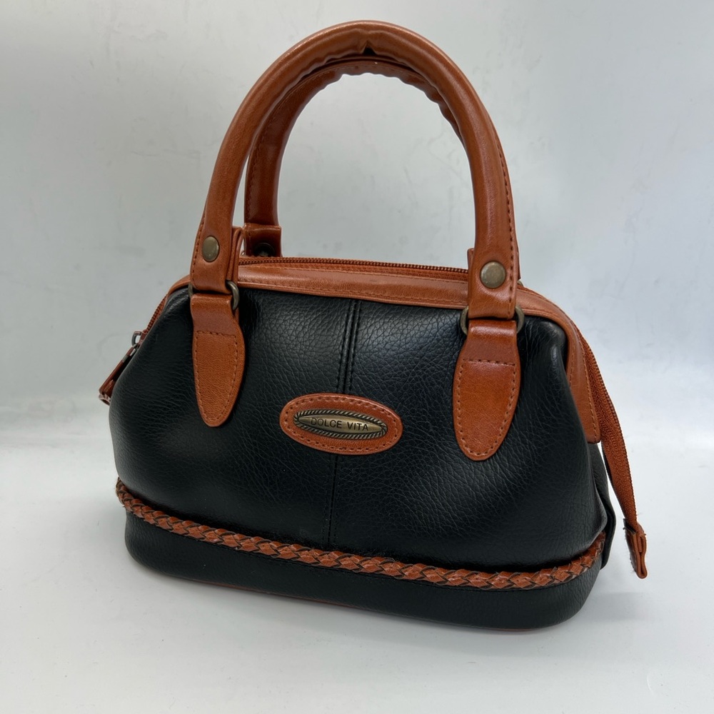 Vintage Dolce Vita Black & Tan Leather Satchel